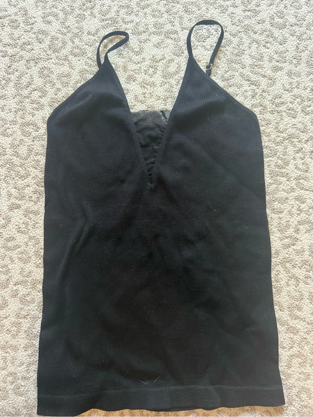 Free People Intimately Black Seamless Ribbed V-Neck Cami Tank M/L